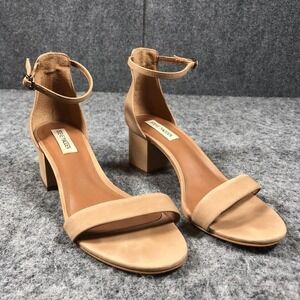 Steve Madden Irenee Sandals Womens 9.5 Beige Leather Block Heel Shoes